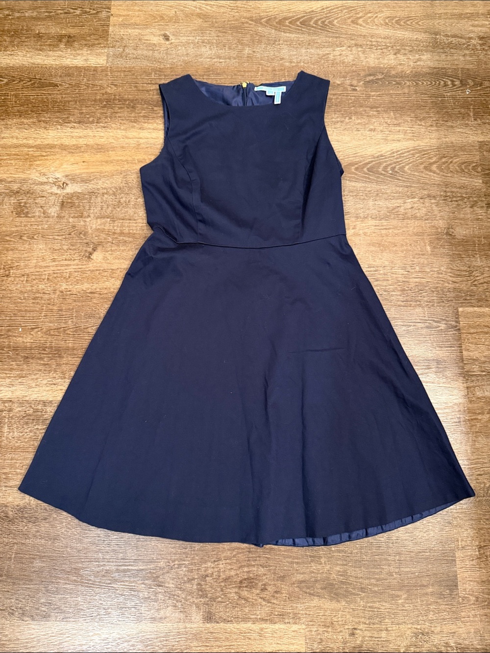 Draper James 97% Cotton Sleeveless Navy Fit-and-Flare Mini Dress